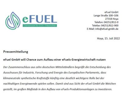 Pressemitteilung_eFuel GmbH_7-2022